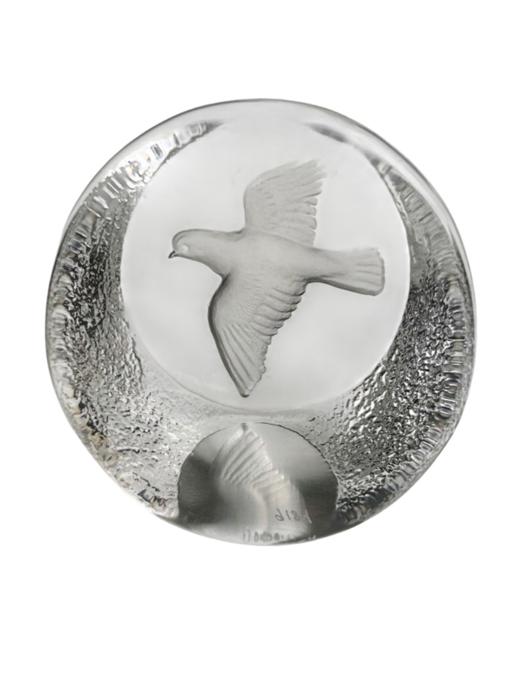 Mats Jonasson Signed 9184 3" Swedish Lead Crystal Bird Carved Paperweight